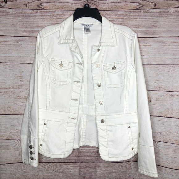 Coats | Cabi White Jean Jacket | Poshmark